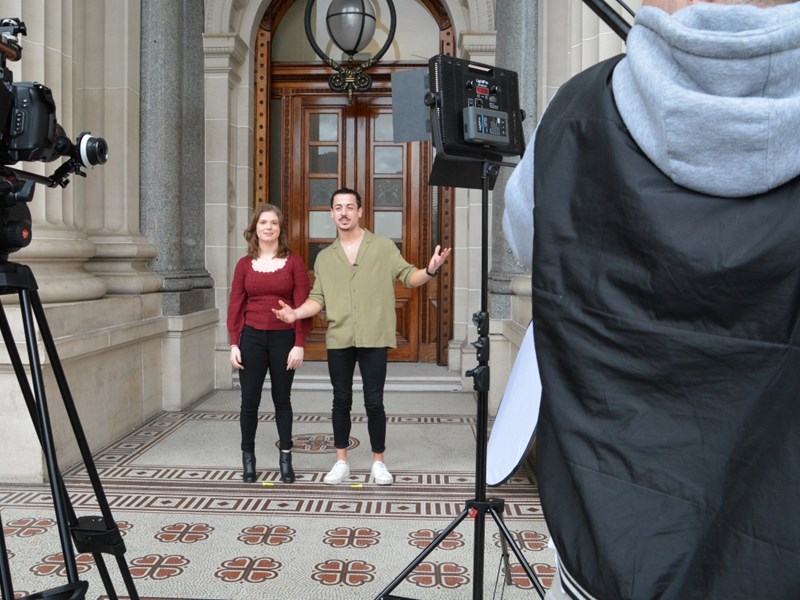 Filming of youth-led video project about parliament.