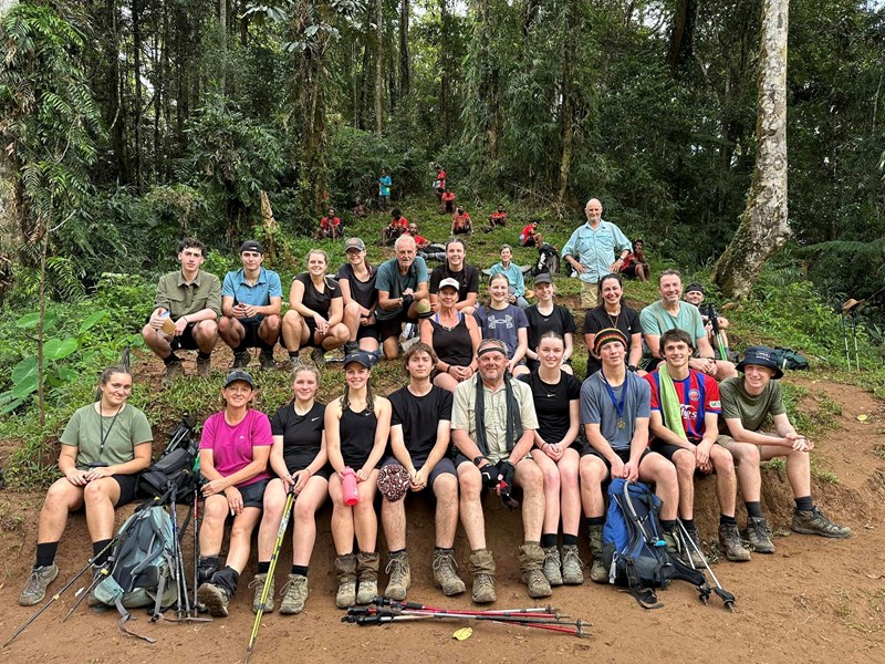 The trekkers stopped at Imita Ridge where Australian soldiers fought off Japanese forces during World War Two.