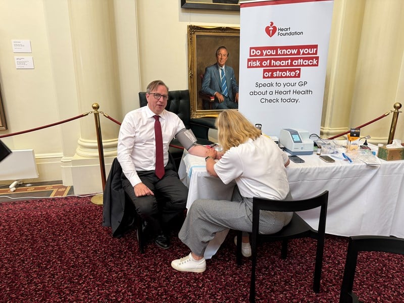 Deputy Speaker Matt Fregon  has his blood pressure checked.