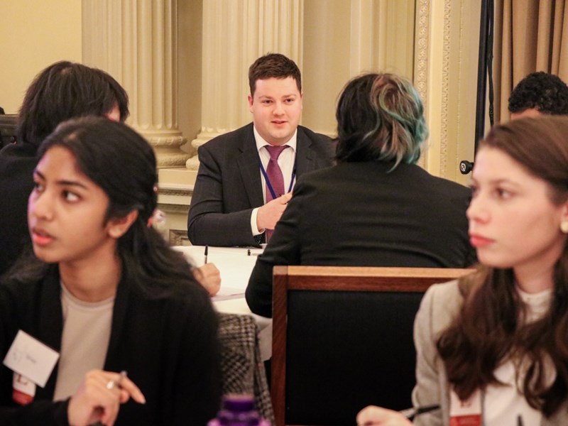 Michael Galea hearing from young people at a parliamentary committee roundtable.